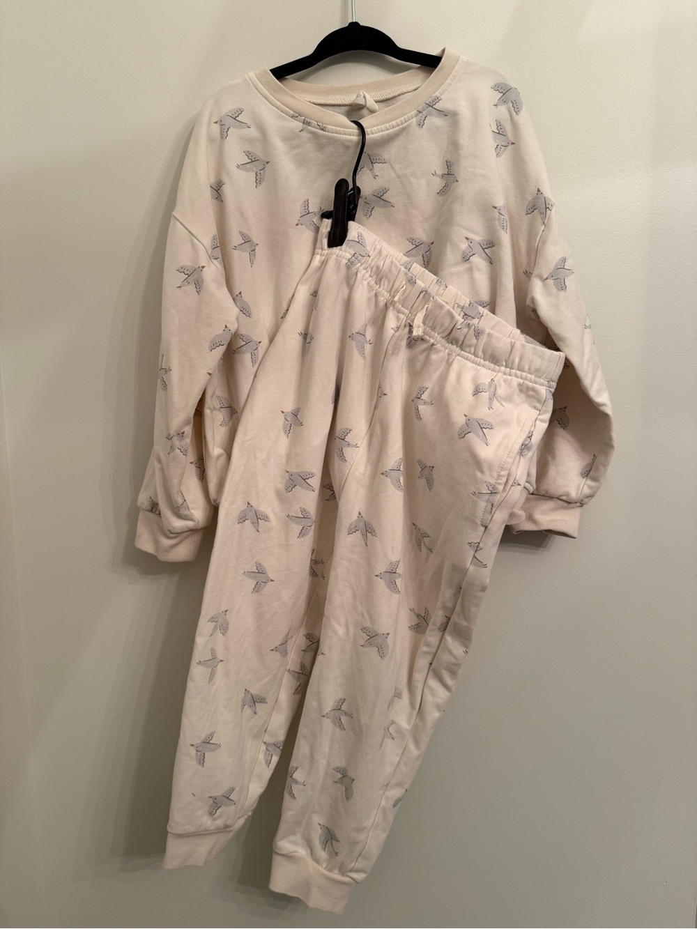 Quincy Mae Cream Two-Piece Bird Print Matching Set